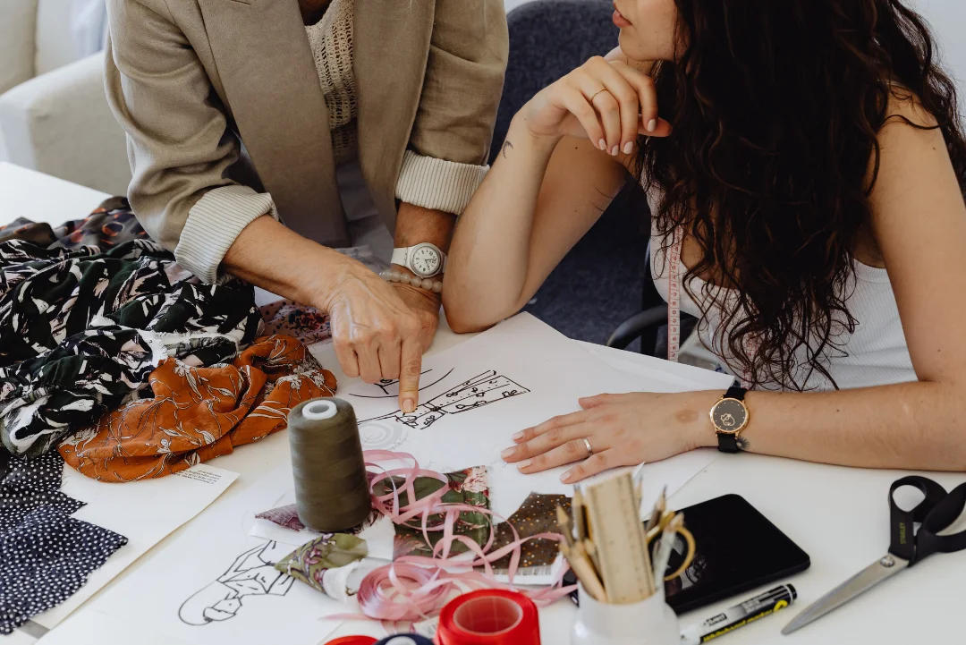 Creative guidance around fashion drawings and materials